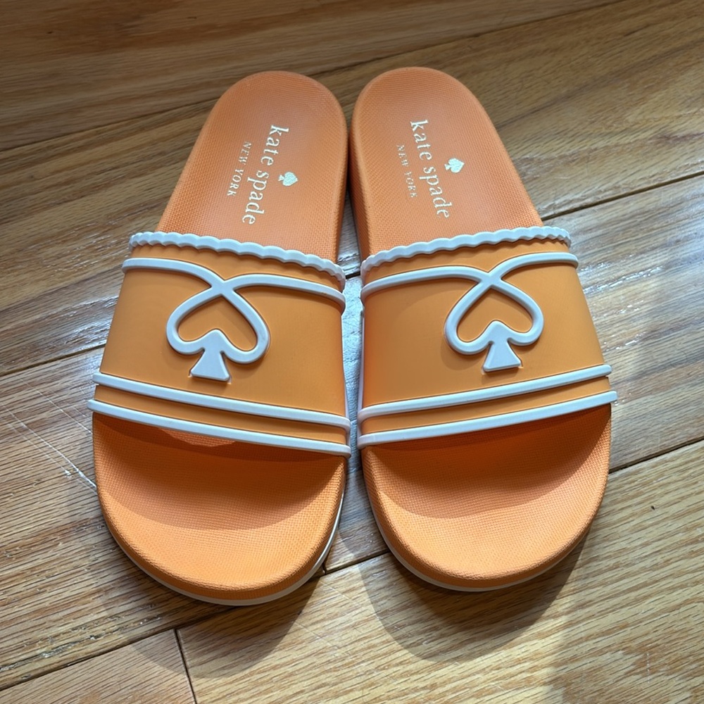 ♠️Kate Spade Brigitte Pool Slide, Sunset Blaze Orange - Picture 6 of 10